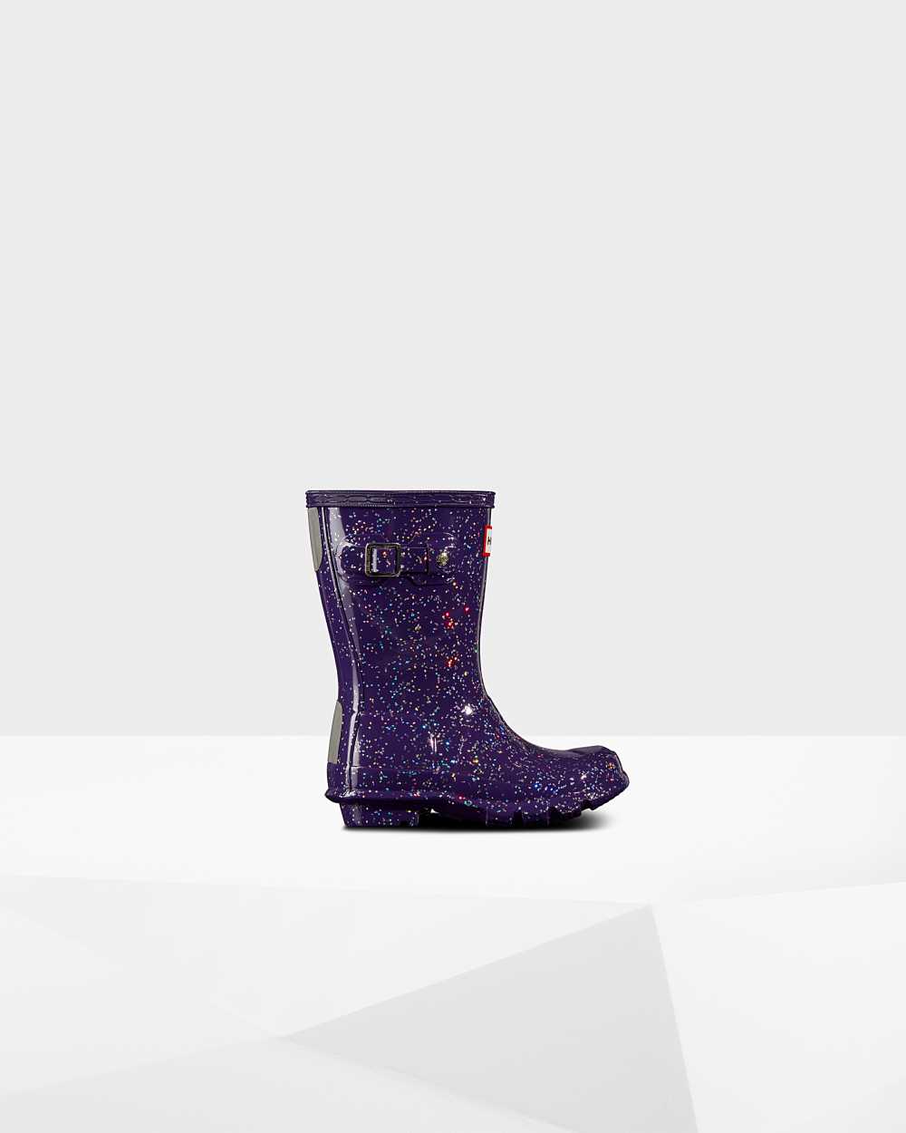 Kids Hunter Original Little Giant Glitter Rain Boots Purple | LEQTIZ-563